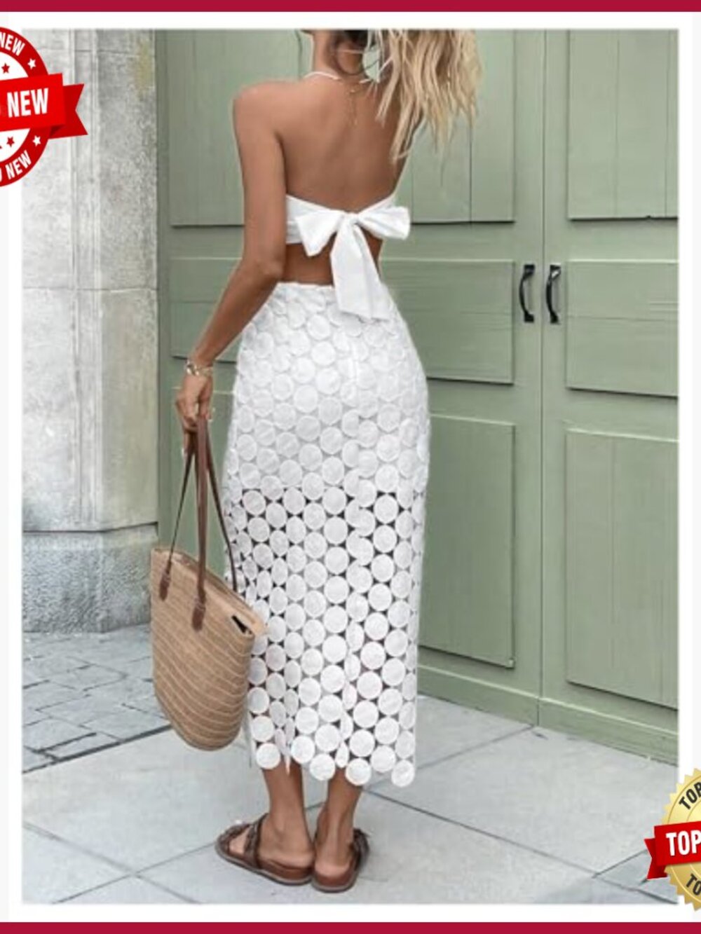 Summer 2 Piece Set Tie Back Crop Tube Top Maxi Skirt Vacation Outfit - Picture 2 of 5